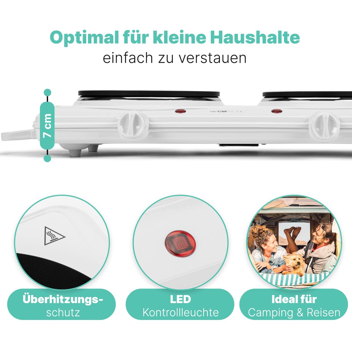 Clatronic Doppelkochplatte 2 Herdplatten Schwarz