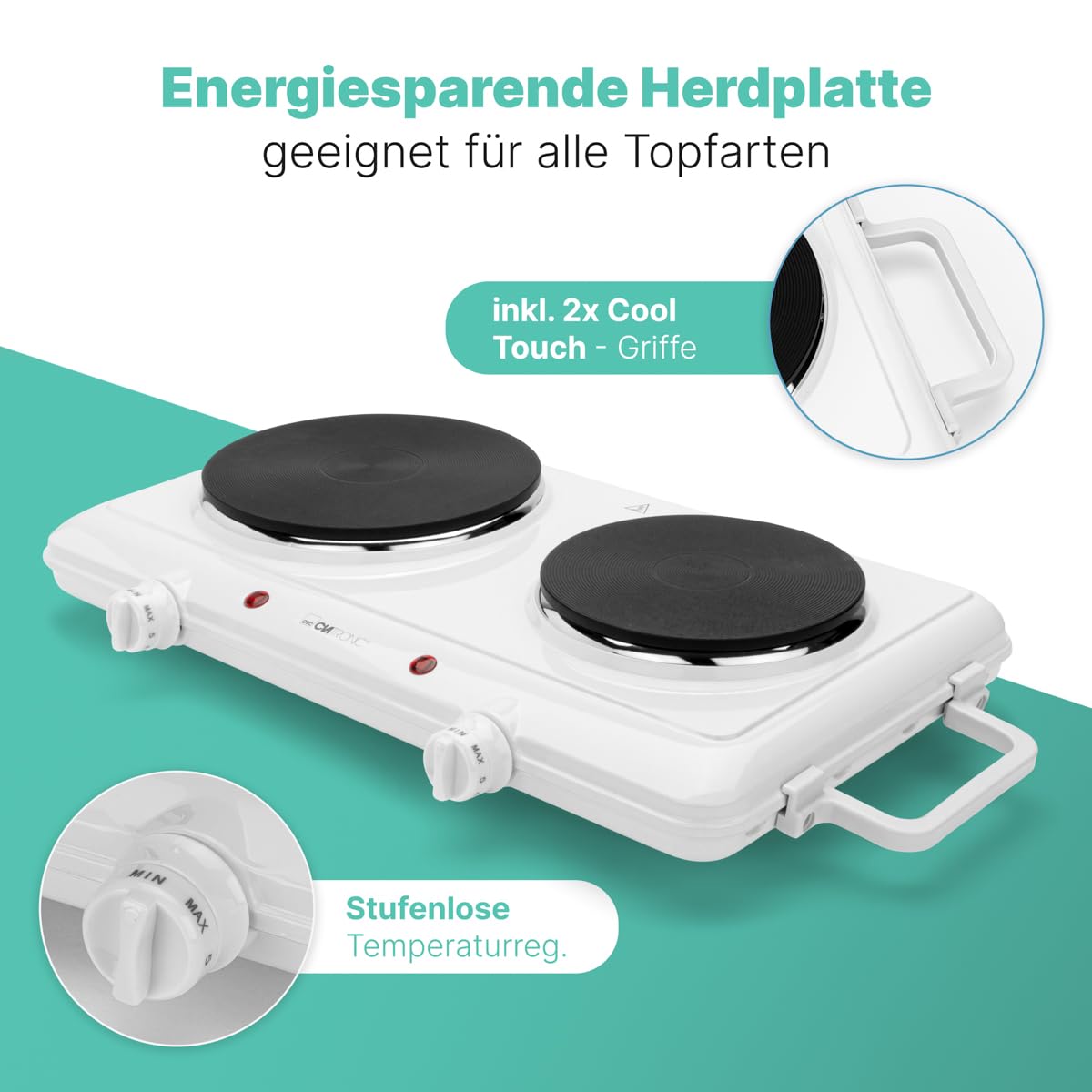 Clatronic Doppelkochplatte 2 Herdplatten Schwarz