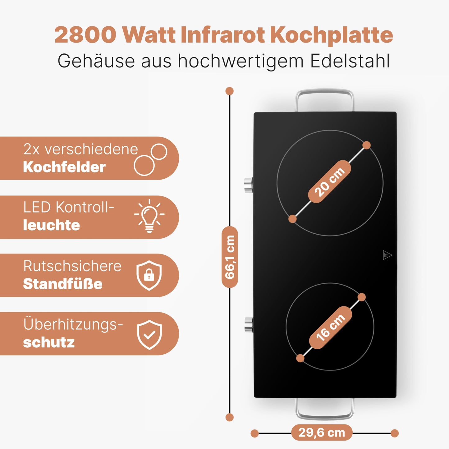 ProfiCook Infrarot Doppelkochplatte 2800W