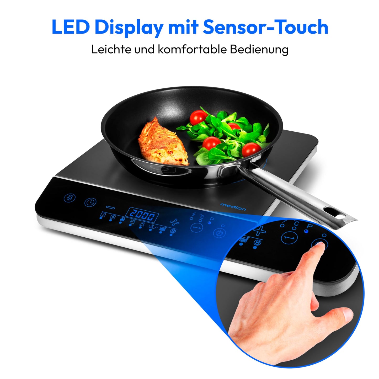 MEDION Induktionskochplatte 2000W mit LED Display