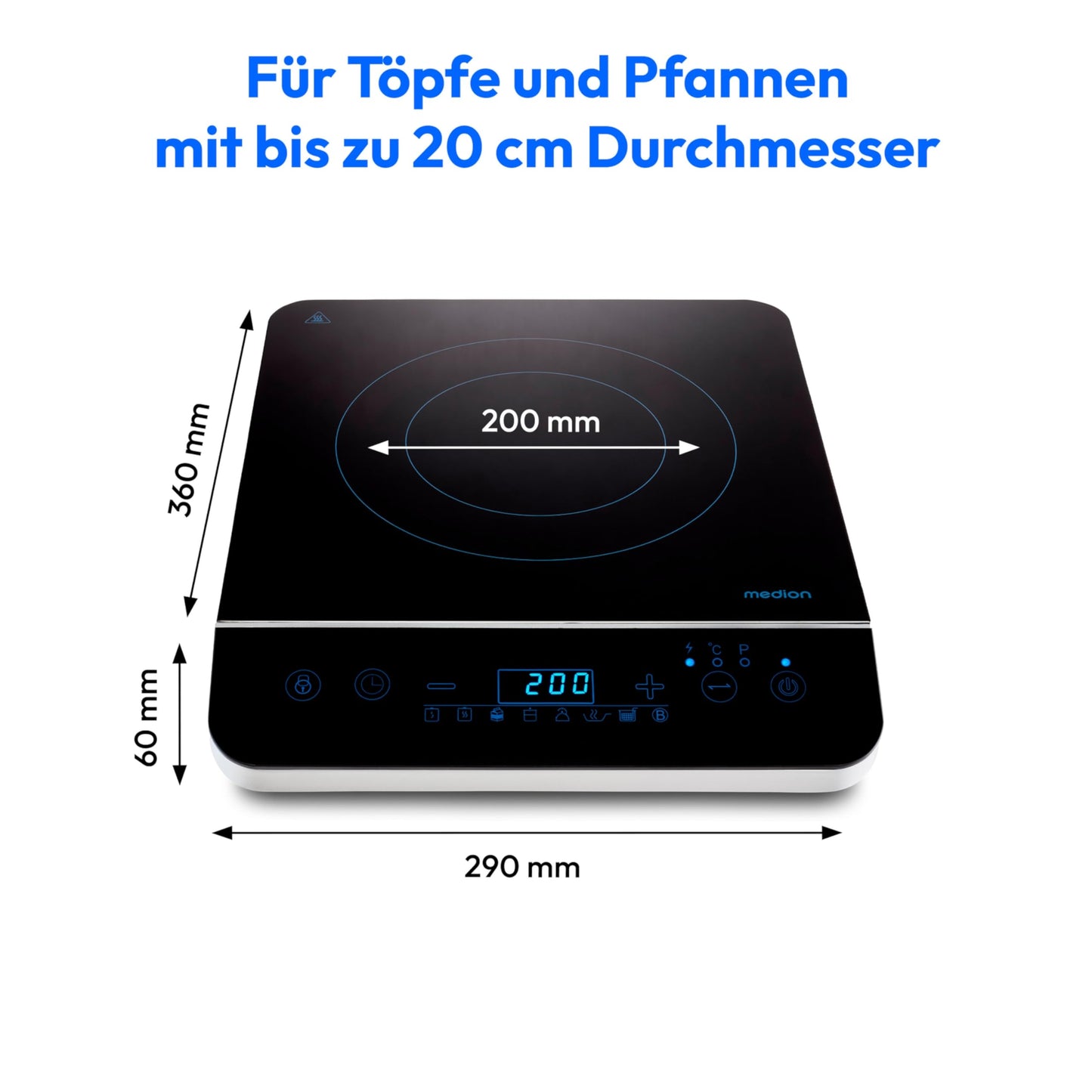 MEDION Induktionskochplatte 2000W mit LED Display
