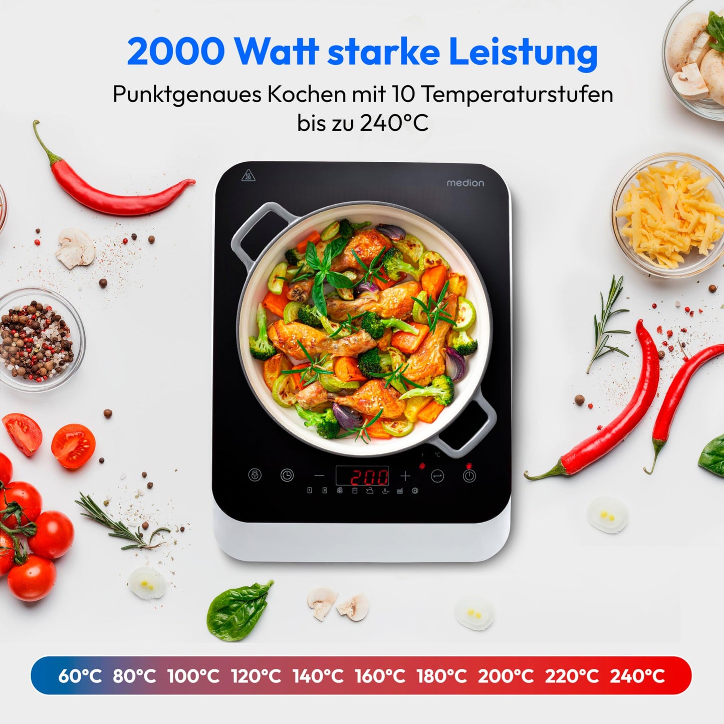 MEDION Induktionskochplatte 2000W 1 Platte